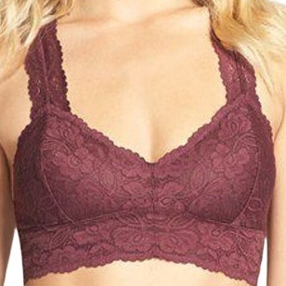 Intimately Free People Racerback Galloon Lace Bralette Floral Mesh Mauve S/P